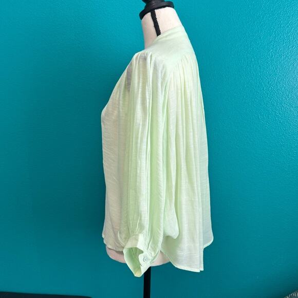 Maeve Light Lime Green Butterfly Sleeve Button Up Blouse Women's XS - Picture 6 of 10